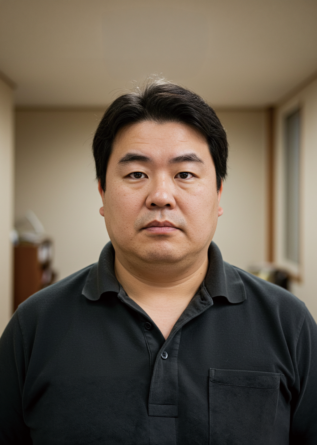 正面を見つめるおじさん